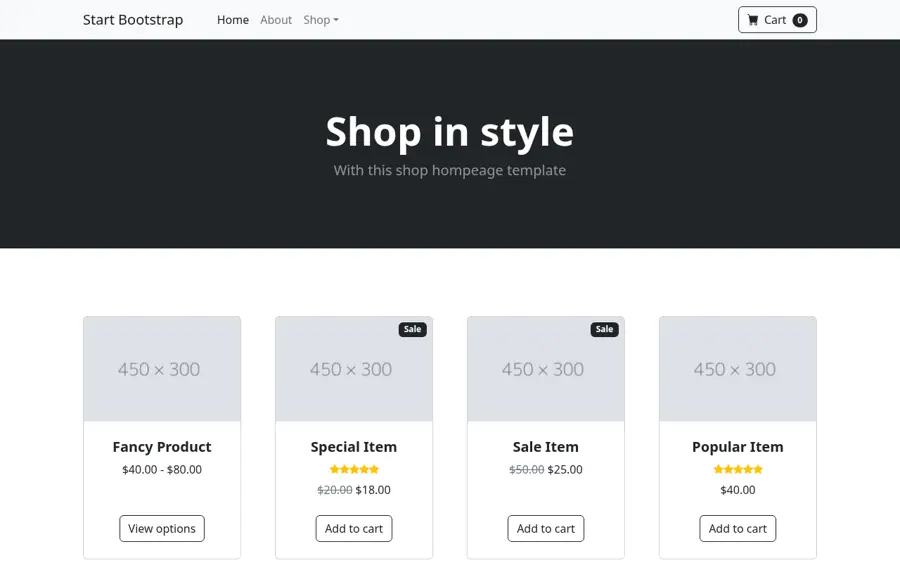 Pratinjau Shop Homepage